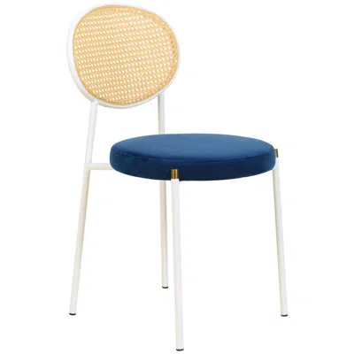 Leisuremod Euston Collection Modern Dining Chair White Frame In Blue In Multi