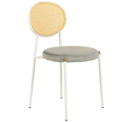 Leisuremod Euston Collection Modern Dining Chair White Frame In Grey In Gray
