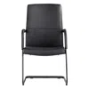 Leisuremod Evander Office Guest Chair In Black Leather In Gray