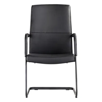 Leisuremod Evander Office Guest Chair In Black Leather In Gray