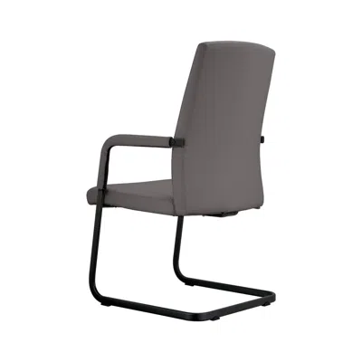 Leisuremod Evander Office Guest Chair In Grey Leather In Gray