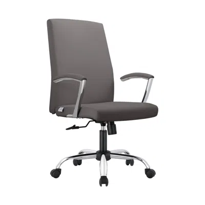 Leisuremod Evander Series Office Chair In Grey Leather In Brown