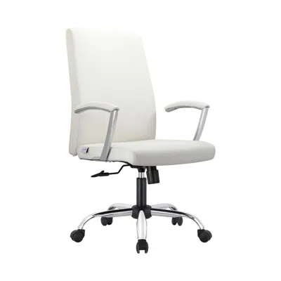 Leisuremod Evander Series Office Chair In White Leather