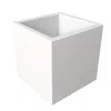 Leisuremod Fern Series Poly Stone Planter 9" Cube In White In White