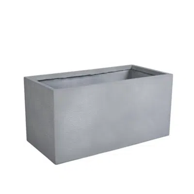 Leisuremod Flora Series Rectangle Poly Stone Planter In Grey 19.7 X 19.7, 39.4 Long In Gray
