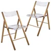 Leisuremod Folding Chair In Brushed Gold Finish With Stainless Steel Frame For Kitchen (set Of 2) In Gold