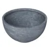 Leisuremod Grove Series Hemisphere Poly Clay Planter In Aged Concrete 14.9 Dia, 7.8 High In Blue