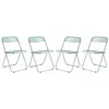 Leisuremod Lawrence Acrylic Folding Chair With Metal Frame, Set Of 4