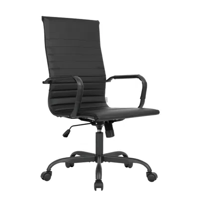 Leisuremod Leather Home High-back Office Chair In Black