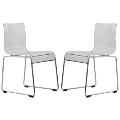 Leisuremod Lima Modern Acrylic Chair, Set Of 2 In Transparent