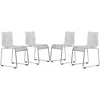 Leisuremod Lima Modern Acrylic Chair, Set Of 4 In White