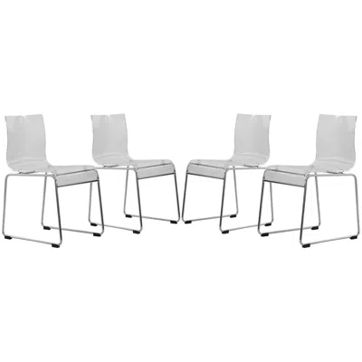 Leisuremod Lima Modern Acrylic Chair, Set Of 4 In White
