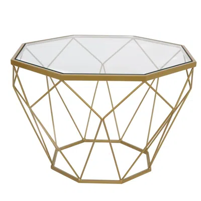 Leisuremod Malibu Modern Octagon Glass Top Coffee Table With Chrome Base