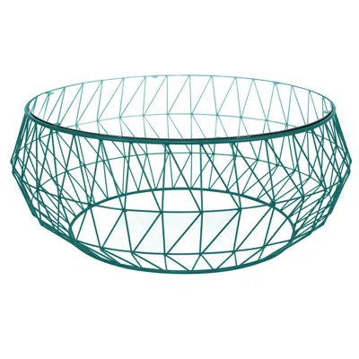 Leisuremod Malibu Modern Round Glass Top Coffee Table With Metal Base In Green