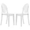 Leisuremod Marion Transparent Acrylic Modern Chair, Set Of 2 In Transparent
