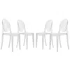 Leisuremod Marion Transparent Acrylic Modern Chair, Set Of 4 In White