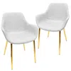 Leisuremod Markley Modern Leather Dining Arm Chair With Gold Light Grey Metal Legs Set Of 2