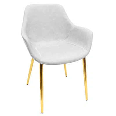 Leisuremod Markley Modern Leather Dining Arm Chair With Gold Metal Legs Set Of 4