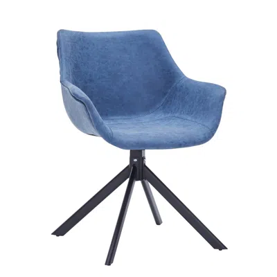 Leisuremod Markley Modern Leather Dining Swival Arm Chair In Light Blue