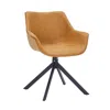 Leisuremod Markley Modern Leather Dining Swival Arm Chair In Light Brown In Brown