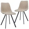 Leisuremod Markly Modern Leather Dining Chair With Metal Legs In Taupe Set Of 2 In Neutral
