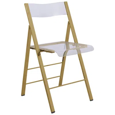 Leisuremod Menno Modern Acrylic Gold Base Folding Chair