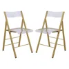 Leisuremod Menno Modern Acrylic Gold Base Folding Chair, Set Of 2 In Gold