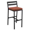 Leisuremod Modern Aluminum Outdoor Bar Chair In Black With Orange Cushions