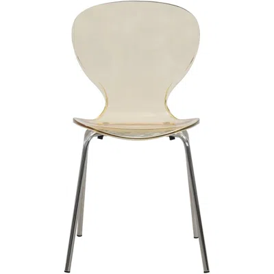Leisuremod Modern Oyster Side Chair In Transparent Orange With Chromed Base