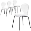 Leisuremod Modern Oyster Transparent Side Chair In Black Base Set Of 4 In White
