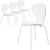 Leisuremod Modern Oyster Transparent Side Chair In White Base Set Of 4