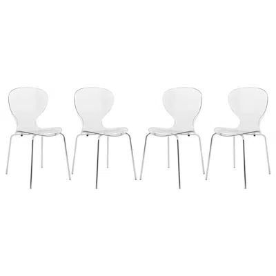 Leisuremod Modern Oyster Transparent Side Chair, Set Of 4