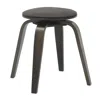 Leisuremod Modern Wooden Dining Stool, Dark Walnut Color In Brown In Black