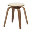Leisuremod Modern Wooden Dining Stool, Walnut Color In Light Taupe