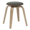 Leisuremod Modern Wooden Dining Stool, Washed Walnut Color In Black In Gray