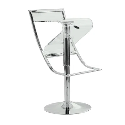 Leisuremod Napoli Transparent Acrylic Bar/counter Stool In Silver