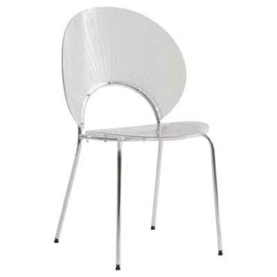 Leisuremod Opulent Series Modern Clear Dining Chair In White