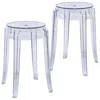 Leisuremod Plastic Dining Stool With Sturdy Seat In Transparent