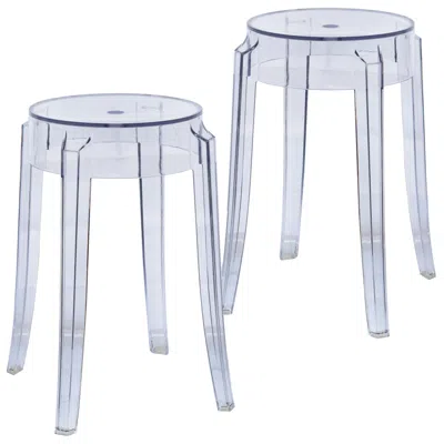 Leisuremod Plastic Dining Stool With Sturdy Seat In Transparent