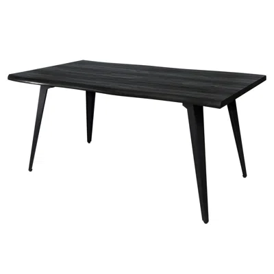 Leisuremod Ravenna Modern Rectangular Wood 63" Dining Table With Metal Legs Rtm63bl In Black