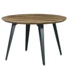 Leisuremod Ravenna Modern Round Wood 47" Dining Table With Metal Legs In Brown
