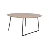 Leisuremod Round Coffee Table With Wood Top In Neutral