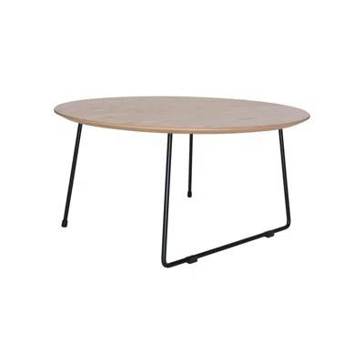 Leisuremod Round Coffee Table With Wood Top In Neutral