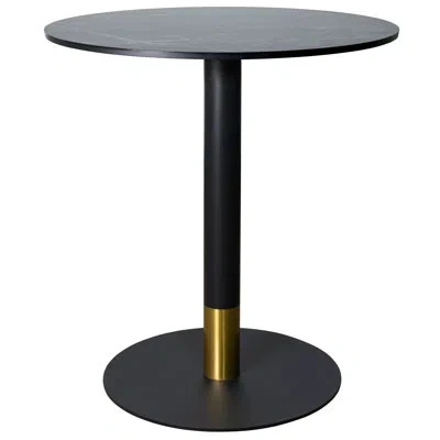 Leisuremod Round Mdf Top Dining Table With Gold Accents Stainless Steel Pedestal Base – Seats 2–3 People, Kitch In Black
