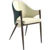 Leisuremod Sante Collection Modern Dining Chair In Cream/green In White