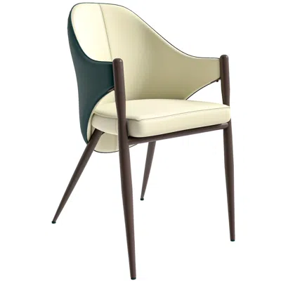 Leisuremod Sante Collection Modern Dining Chair In Cream/green In White