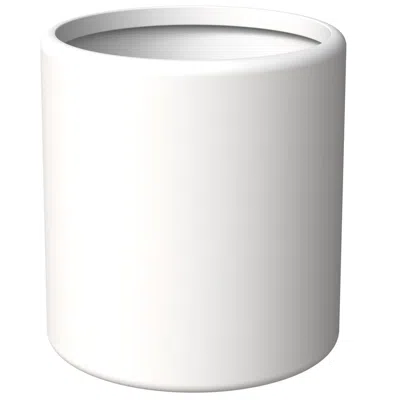 Leisuremod Tundra Series Poly Stone Cylindrical Shape Planter In White 16" Dia, 18" High