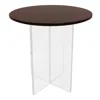 Leisuremod Valore Collection Acrylic Coffee Table With Walnut Top In Brown