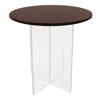 Leisuremod Valore Collection Acrylic Coffee Table With Walnut Top In Brown