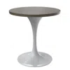 Leisuremod Verve 27 Round Dining Table, White Base With Dark Maple Mdf Top In Gray